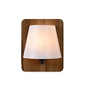 Warm wooden wall lamp E14 with white shade