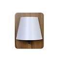Warm wooden wall lamp E14 with white shade