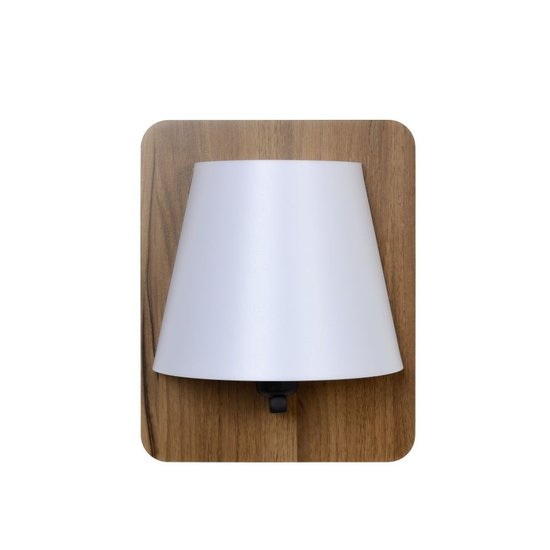 Warm wooden wall lamp E14 with white shade