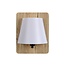 Light wooden wall lamp E14 with white shade