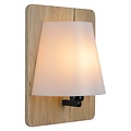 Helle Wandlampe aus Holz E14 mit weißem Schirm