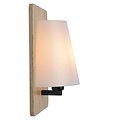 Helle Wandlampe aus Holz E14 mit weißem Schirm