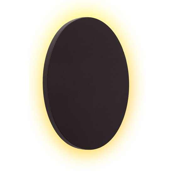 Wandlamp platte schijf bruin leder 22 cm LED 10W 3000K