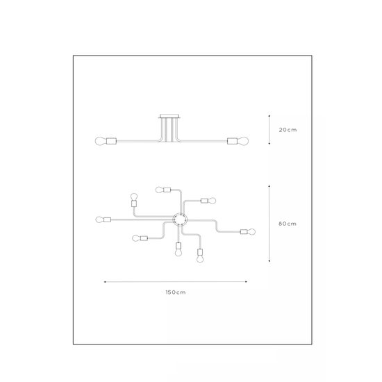 Plafondlamp met 8 armen zwart