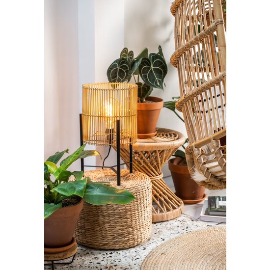 Lampe de table scandinave cylindrique en bois clair 30 cm E27