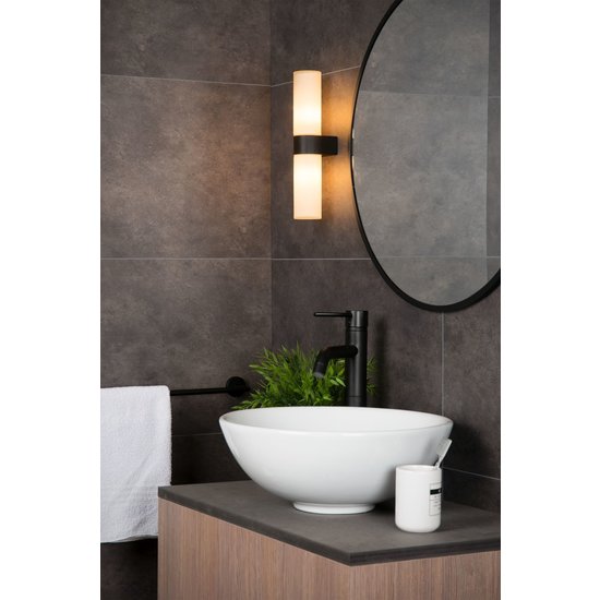 Aplique De Baño Elegante Cilíndrico Blanco Y Negro