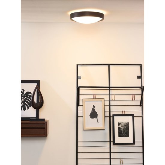 Plafón básico redondo negro 33 cm 2xE27