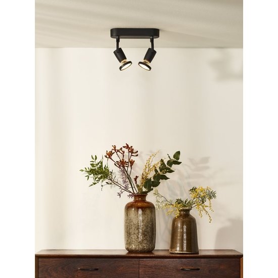 Moderne richtbare zwarte plafondspots GU10 2x5W 2700K