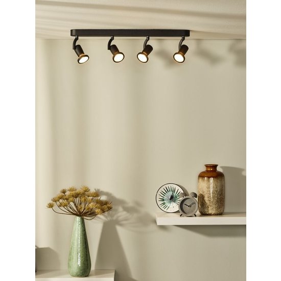 Richtbare moderne zwarte plafondspot GU10 4x5W 2700K