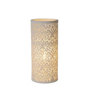 Orientalische schmale weiße runde Tischlampe 12 cm E14