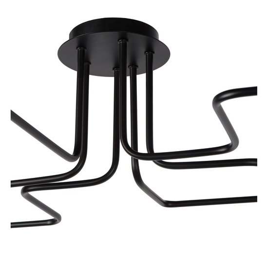 Plafondlamp met 6 armen E27 zwart