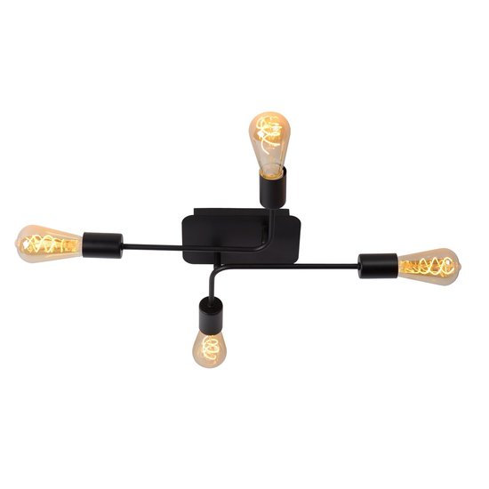 Plafondlamp met 4 armen E27 zwart