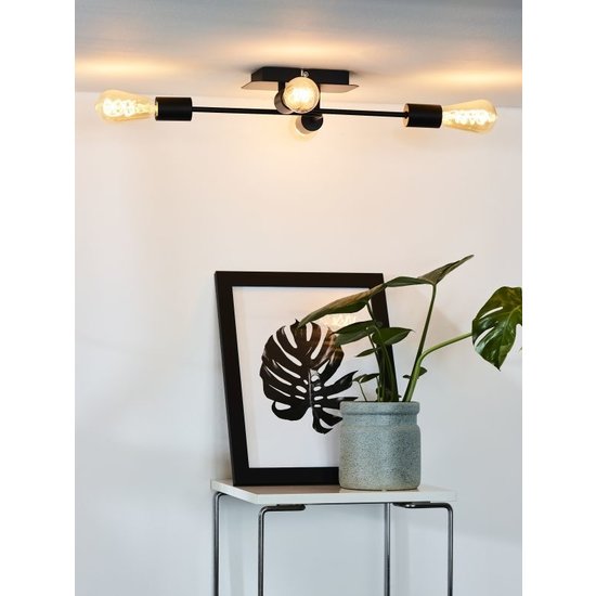 Plafondlamp met 4 armen E27 zwart