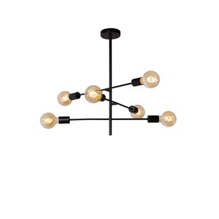 Ceiling lamp with 6 diagonal arms E27 black