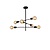 Ceiling lamp with 6 diagonal arms E27 black
