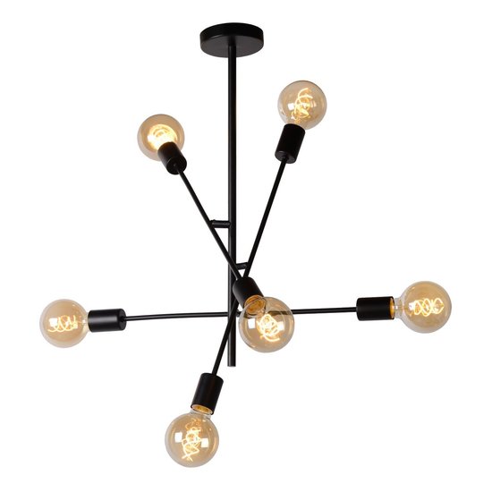 Ceiling lamp with 6 diagonal arms E27 black