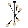 Plafondlamp met 6 diagonale armen E27 zwart