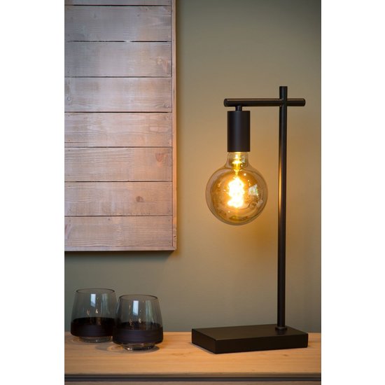 Lampe de table noire élégante et mince E27