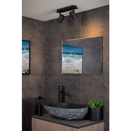 Spot plafond salle de bain pas cher noir 2x5W 3000K dim