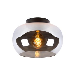 Smoked glass with black ceiling lamp 30.5 cm diameter E27