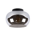 Rauchglas mit schwarzer Deckenlampe 30,5 cm Durchmesser E27