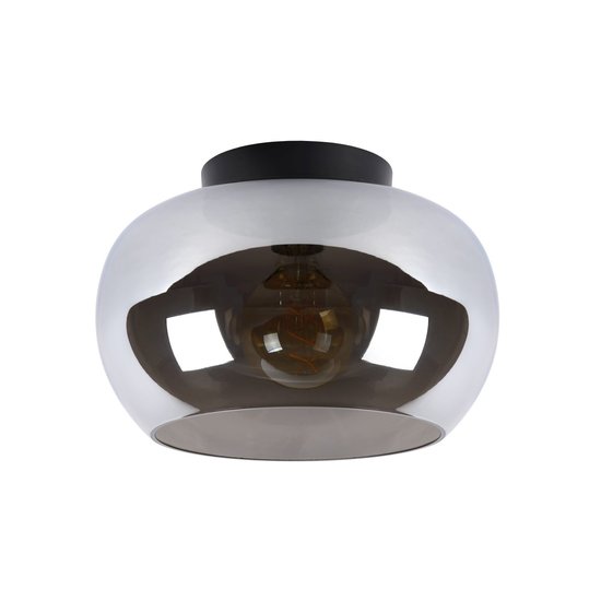 Rauchglas mit schwarzer Deckenlampe 30,5 cm Durchmesser E27