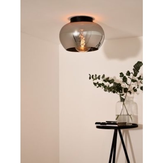 Plafón de cristal ahumado con negro diámetro 30,5 cm E27