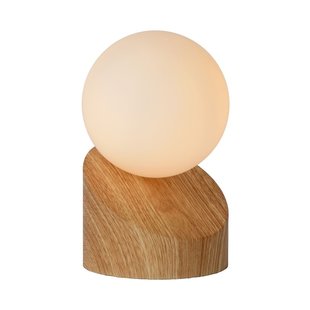 Moderne kugelförmige Tischlampe aus hellem Holz 10 cm G9