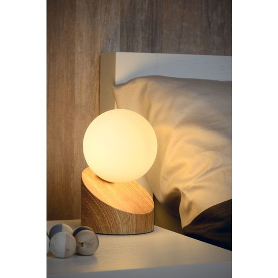 Lampe de table moderne sphérique en bois clair 10 cm G9
