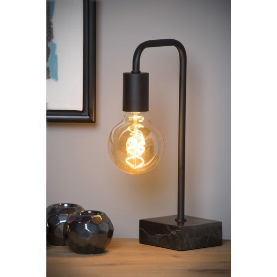 Belle lampe de table noire E27 avec repose-pieds lourd