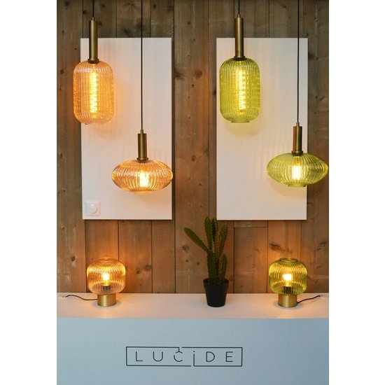Retro vibe amber table lamp 20 cm glass E27
