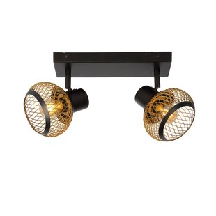 Striking black and brass ceiling spotlight 2xE14