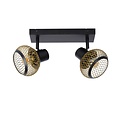 Spot de plafond saisissant noir et laiton 2xE14