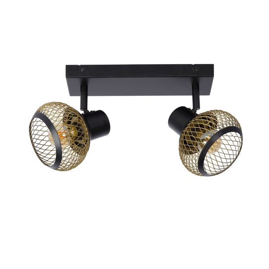 Spot de plafond saisissant noir et laiton 2xE14