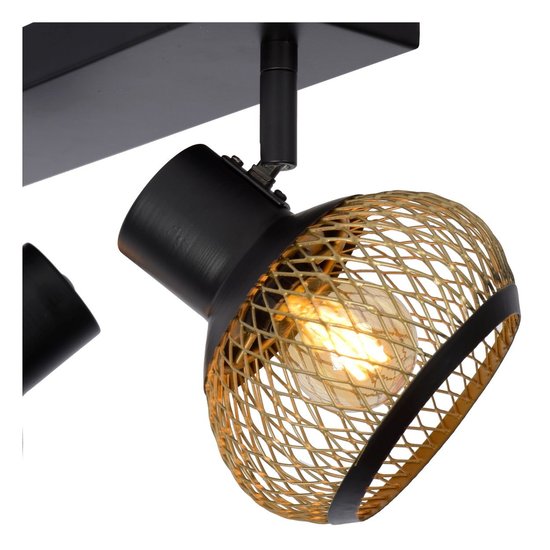 Striking black and brass ceiling spotlight 2xE14