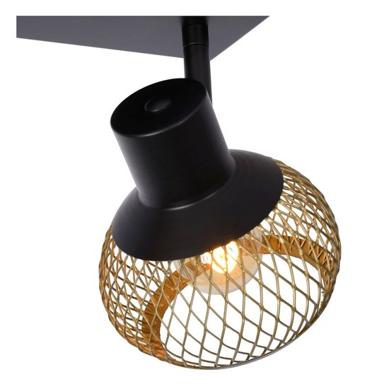 Spot de plafond saisissant noir et laiton 2xE14