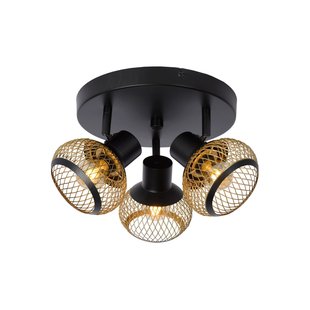 Striking black and brass ceiling spotlight 3xE14