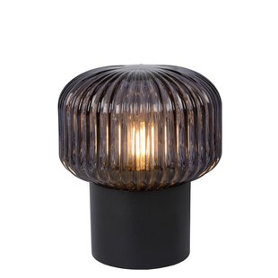 Table lamp spherical shape ribbed E14 black