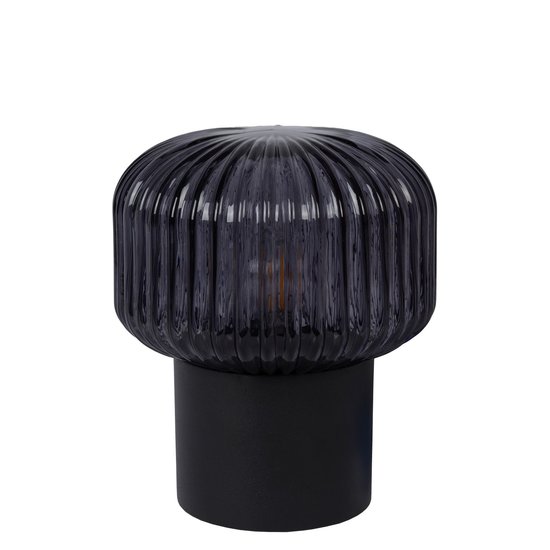 Table lamp spherical shape ribbed E14 black