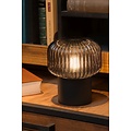 Table lamp spherical shape ribbed E14 black