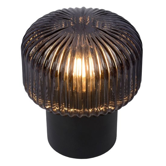 Table lamp spherical shape ribbed E14 black