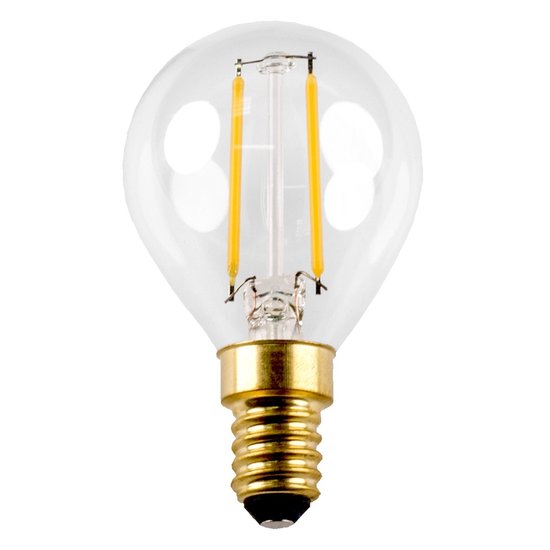 Fantasia LED kogellamp E14 G45 4W, helder glas met kooldraadeffect, 2700K warm wit licht, dimbaar