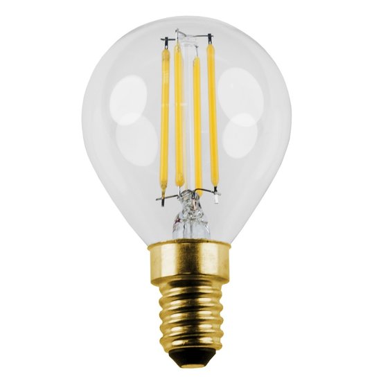 Fantasia lampe boule LED E14 G45 4W, verre clair effet filament, 2700K blanc chaud, dimmable
