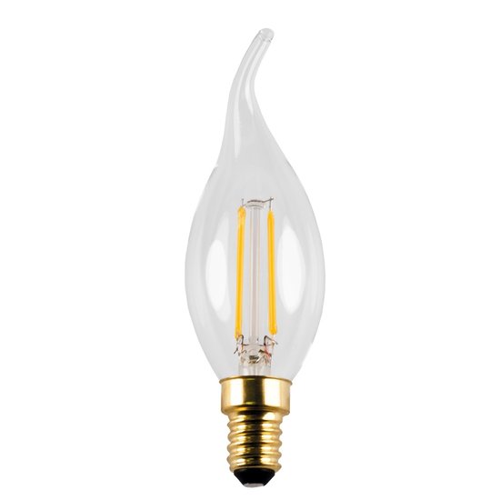 Lampe bougie LED filament rafale 2W et 4W blanc mat ou transparent