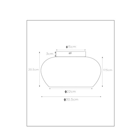 Plafón de cristal ahumado con negro diámetro 30,5 cm E27