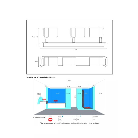 Cheap bathroom ceiling spot black 3x5W 3000K dim
