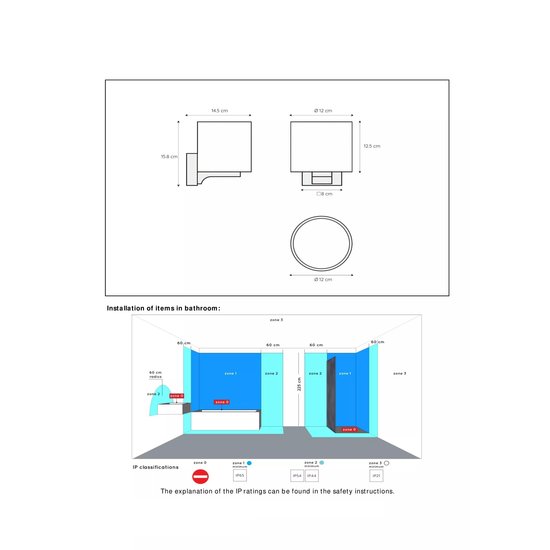 Elegante lámpara de pared moderna en blanco y negro baño G9