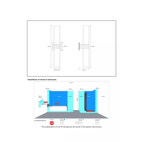 Elegant Cylindrical Black And White Bathroom Wall Lamp