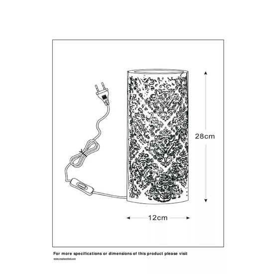 Orientalische schmale weiße runde Tischlampe 12 cm E14