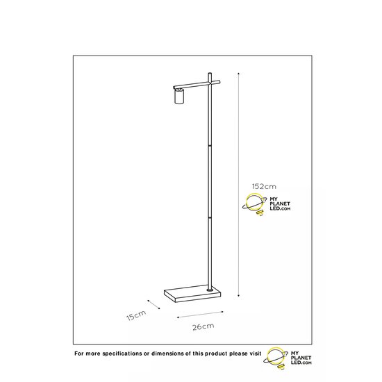 Sleek and slim black floor lamp E27